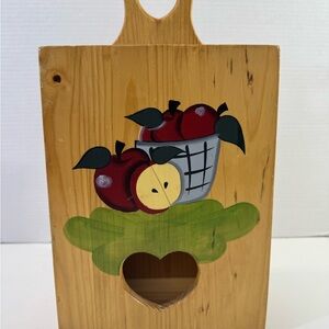VintageWooden bag eco bag holder dispenser Apple cottage core grandma